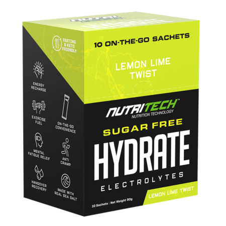 Nutritech Hydrate Electrolytes Lemon Lime Twist 10 x 9g Sachet