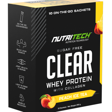 Nutritech Clear Whey Protein 25g Sachets Peach ice tea 10 x 25g x 6